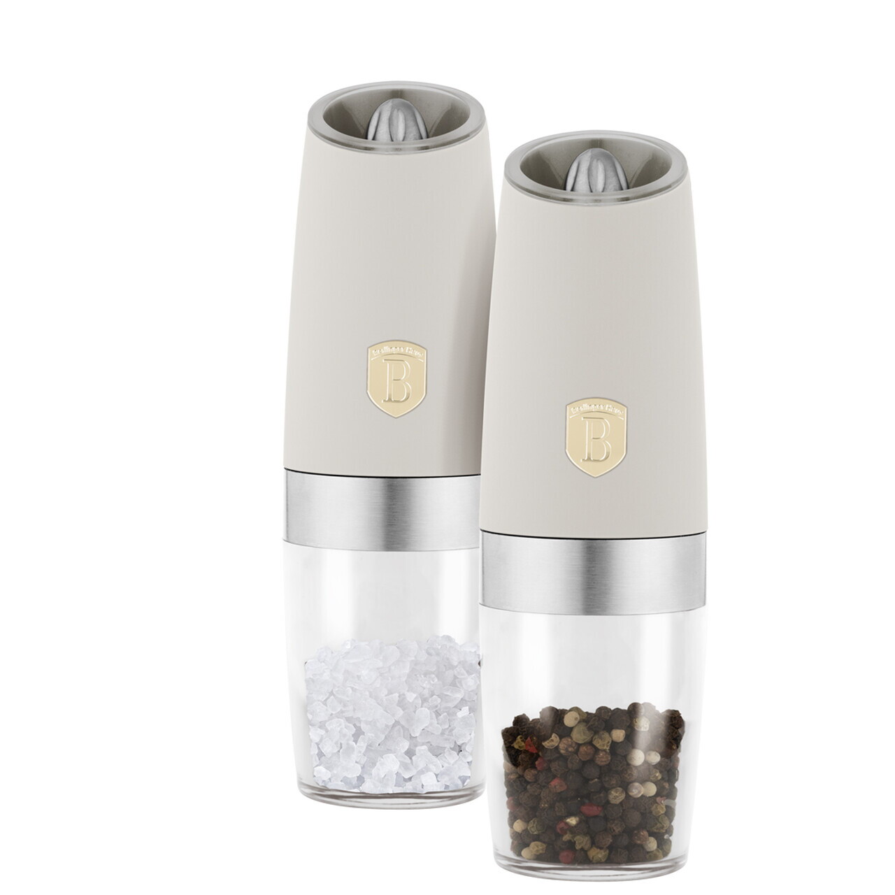 Set 2 rasnite pentru sare/piper Berlinger Haus, Sahara, plastic/ceramica, crem mat - imagine 6